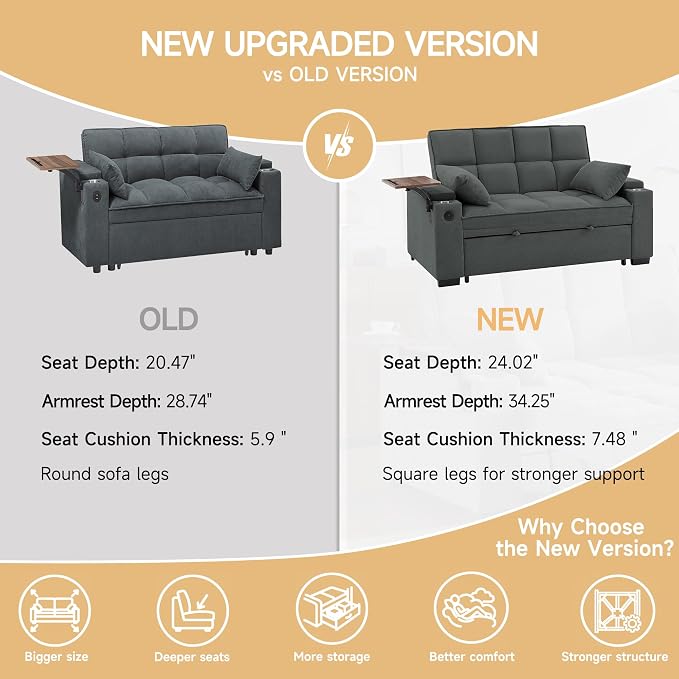 Auvsoce 65'' Chaise Lounge Chair Indoor, 3-in-1 Convertible Sofa Bed - Image 7