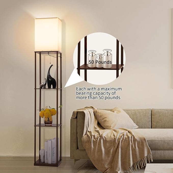 Gupuzm Floor Lamp with Shelves, with Modern Square Standing Lamp with Smart APP - Image 3