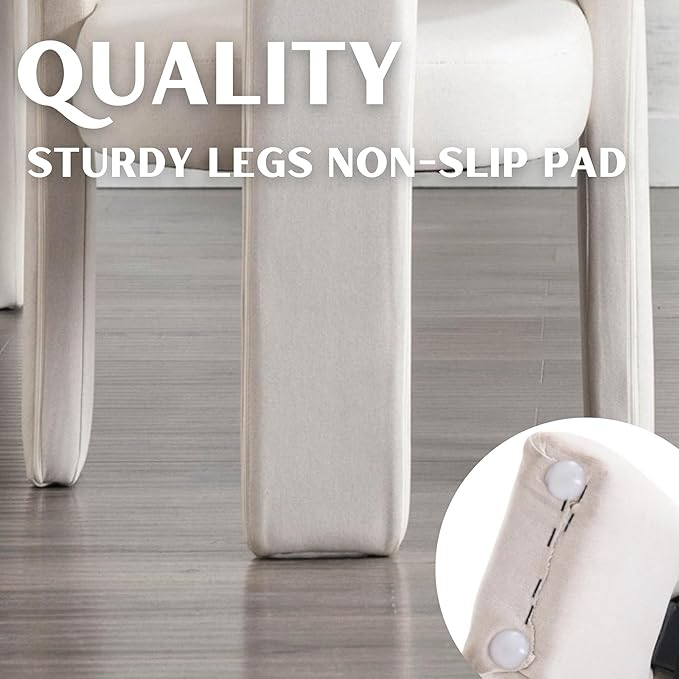 RIVOVA Modern Barrel Dining Chairs Set of 3, Linen Upholstered Accent Side Chair - Image 6