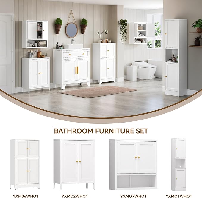 YAUWOH Metal Bathroom Storage Cabinet, Metal Storage Cabinet - Image 5
