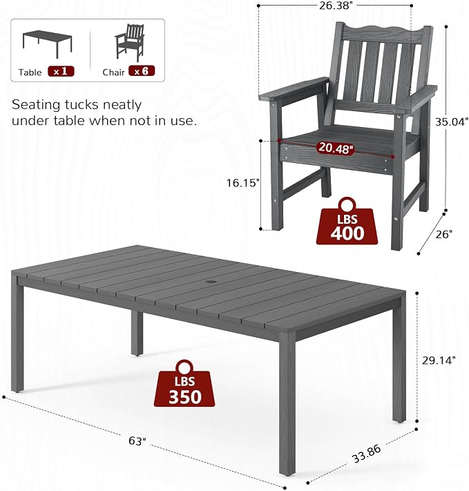 Stoog All-Weather 7 Pieces Patio Dining Sets, Waterproof Patio Furniture Set - Image 3