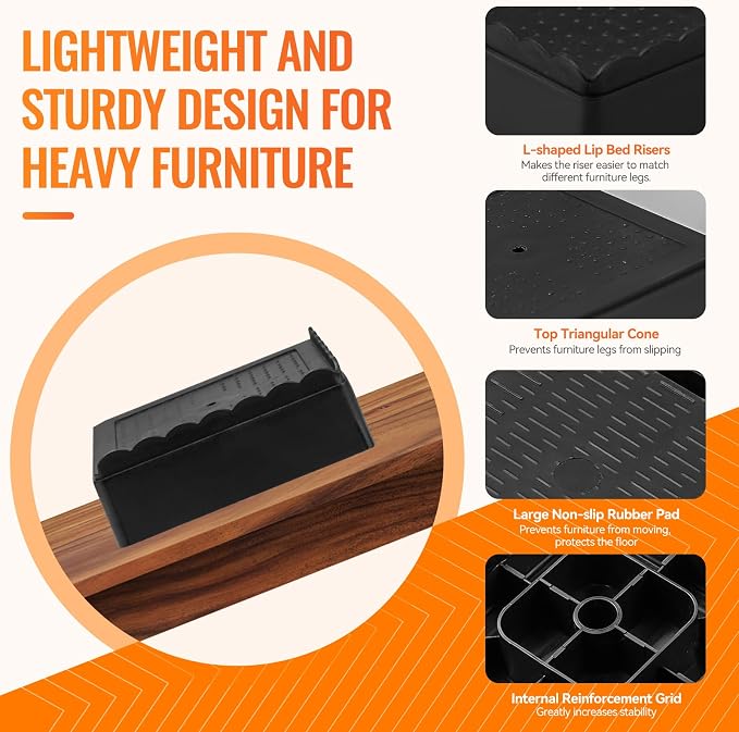 Furniture Risers, 6 Pack Bed Risers - Image 4