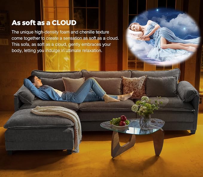 ELUCHANG Oversized 153" Modular Sectional Sofa, Comfy Deep Seat Cloud Couch - Image 7