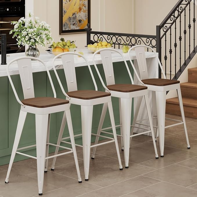 Andeworld Metal Bar Stools Set of 4, 30 inch Bar Height Barstools - Image 3