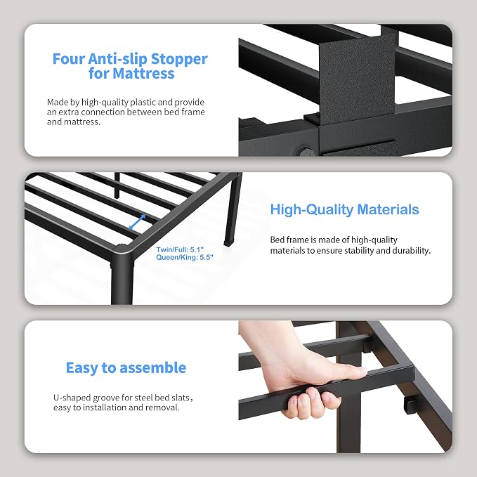 ROIL 7 inch Metal Queen Bed Frame - Image 4