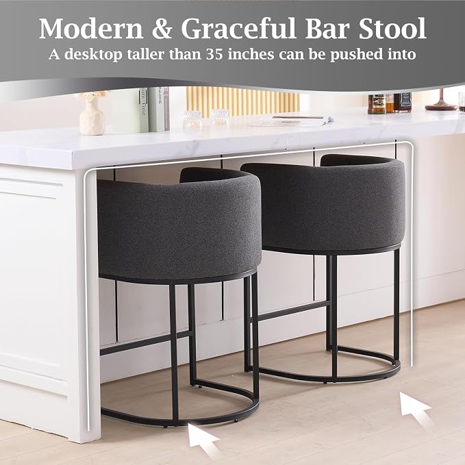 ClinQ 26" H Counter Height Bar Stools Set of 3, Modern Barrel Counter Stools - Image 5