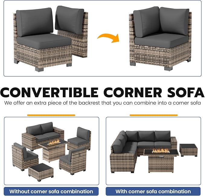 Patio Furniture Set, Wide Armrest Outdoor Furniture Set - Image 4