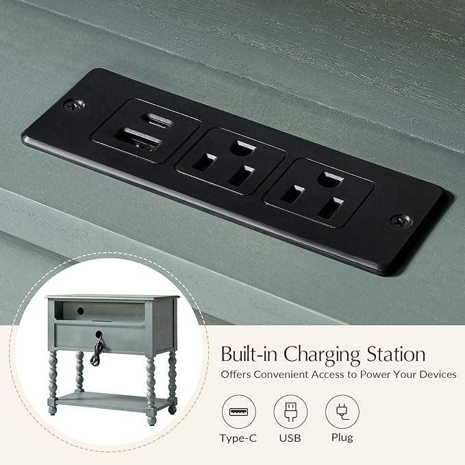HULALA HOME Farmhouse Storage End Table Set of 2 - Image 3