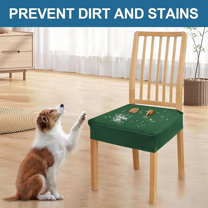 Smiry Waterproof Seat Covers for Dining Room Chairs Set of 8, Stretch Jacquard - Image 7