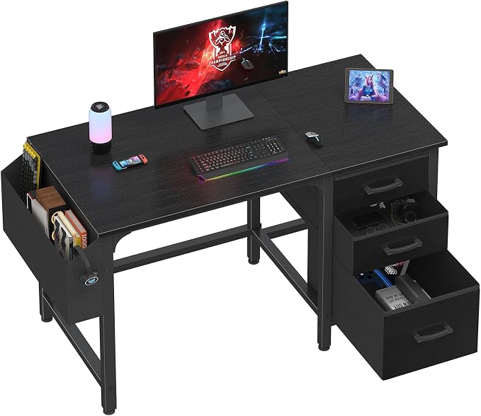Lufeiya Computer Desk with File Drawers Cabinet, 47 Inch Reversible Home Office by LUFEIYA