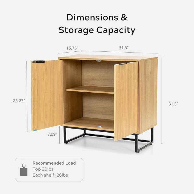 EYYTHUNG Fluted Storage Cabinets Set of 2, Sideboard Buffet Cabinet Modern - Image 2