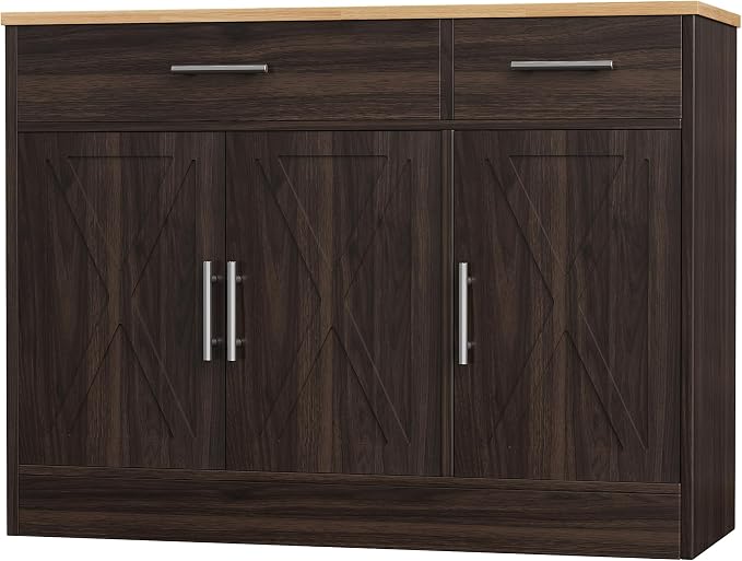 Shintenchi Modern Farmhouse Sideboard Buffet Cabinet, Barn Doors Buffet Cabinet by Shintenchi%7CFurnitureMadeforRealLife