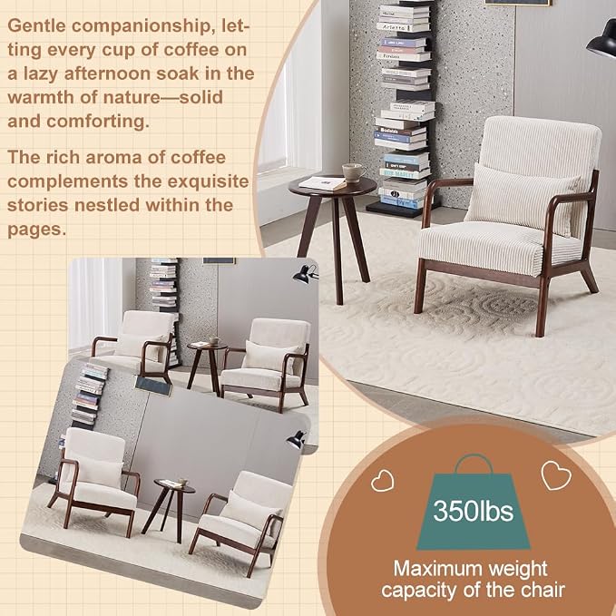 Havemies Mid-Century Modern Living Room Set, Accent Chair & Coffee Table in - Image 6