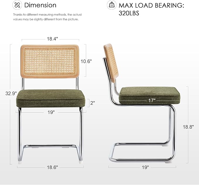 Zesthouse Natural Rattan Dining Chairs Set of 4, Mid Century Modern Dining - Image 2