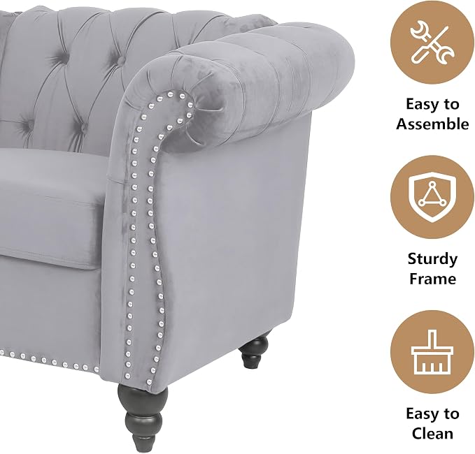 QHITTY 2 Piece Living Room Set, Sectional Chesterfield Sofa Chair Contemporary - Image 6