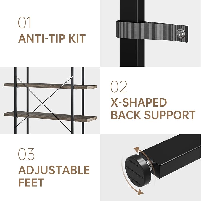 OtterOasis Heavy Duty 4-Tier Industrial Bookcase, 120lbs Shelf Capacity - Image 5
