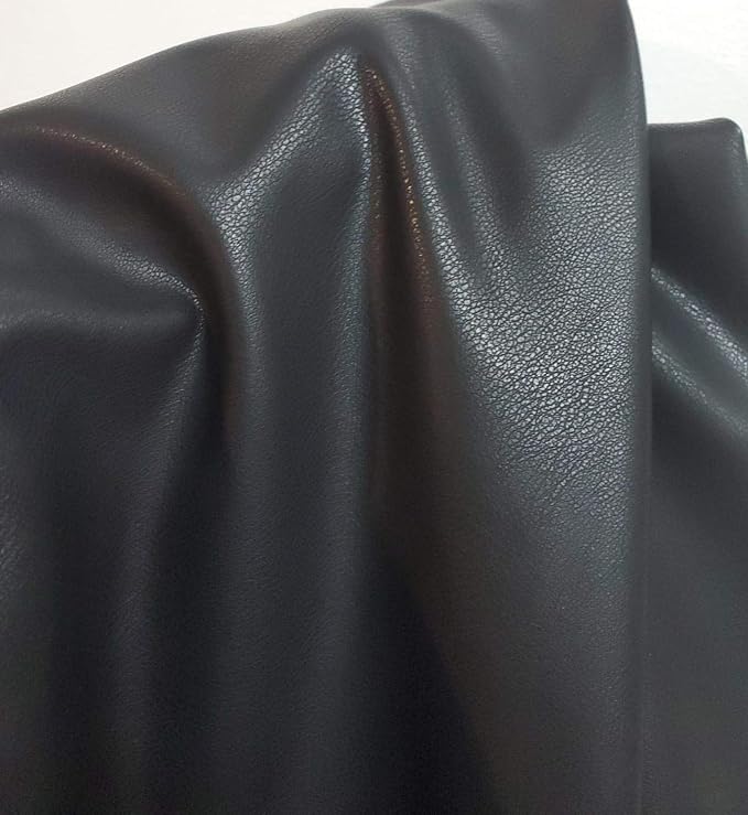 Black Thin Stretch Faux PU Leather by The Yard 108 x 54 inch Synthetic Fabric by NATLeathers