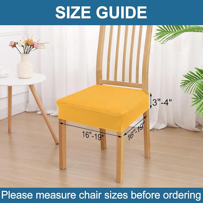 Smiry Waterproof Seat Covers for Dining Room Chairs Set of 6, Stretch Jacquard - Image 2