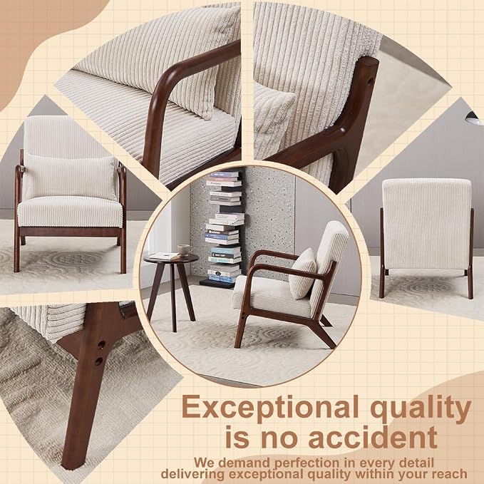 Mid-Century Modern Accent Chair & Coffee Table Set, Vintage Luxury 2-Piece - Image 5