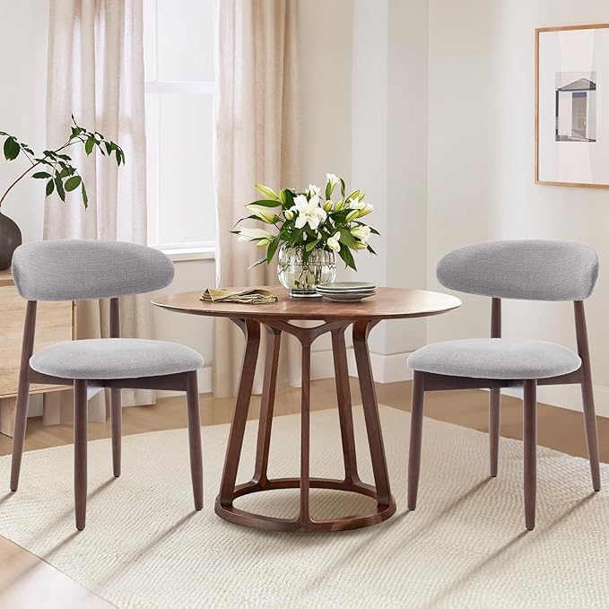 COLAMY Wooden Dining Chairs Set of 4, Modern Fabric Upholstered Dining Room - Image 3