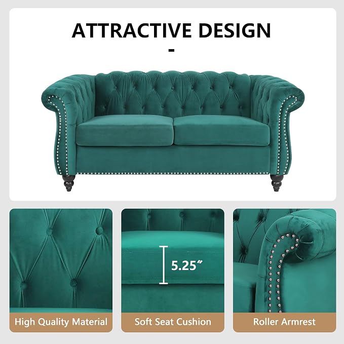 QHITTY 3 Piece Living Room Set, Sectional Chesterfield Sofa Chair Contemporary - Image 4
