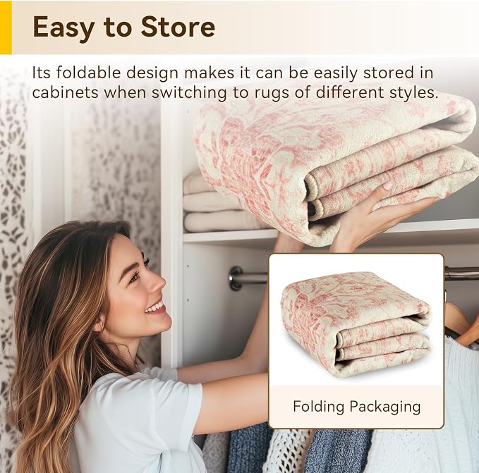 RELEANY Area Rugs 9'x12' Washable Non-Slip, Floral Vintage Distress Print - Image 6