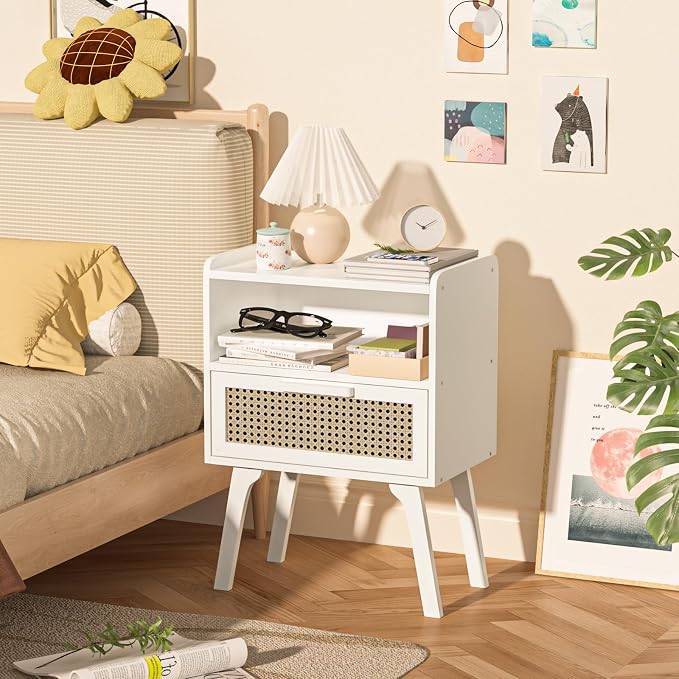 Lerliuo Rattan Nightstand, Bedside Table - Image 4