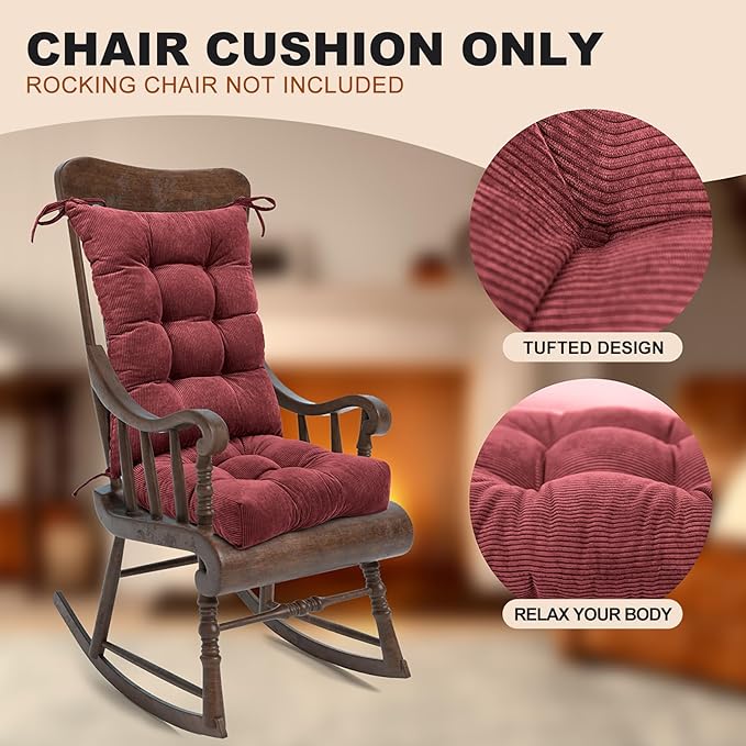 Lokex Rocking Chair Cushion Only, Tufted Non-Slip Comfortable Rocking Chair - Image 3