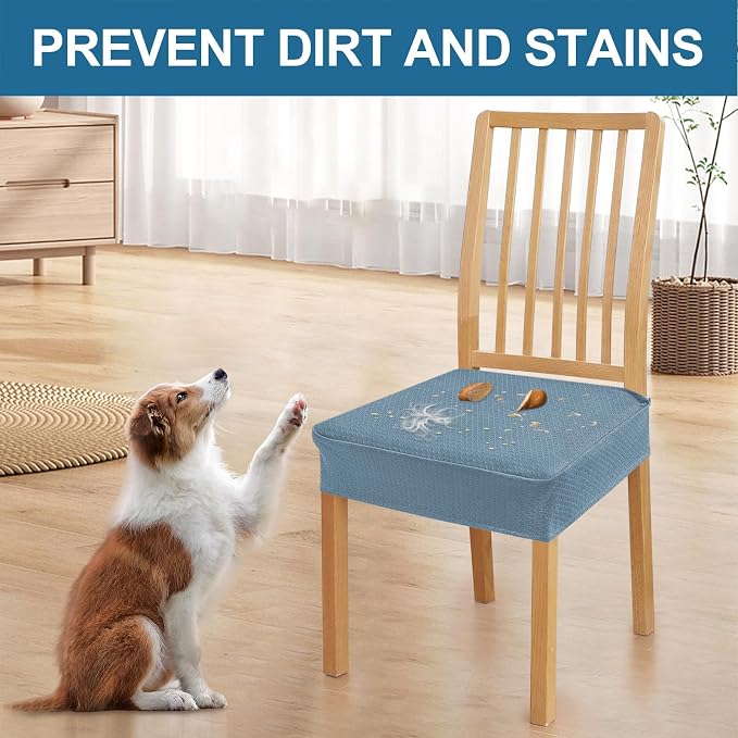 Smiry Waterproof Seat Covers for Dining Room Chairs Set of 8, Stretch Jacquard - Image 6