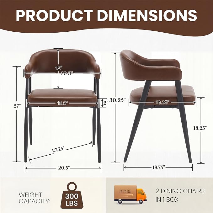 HNY Modern Dining Room Arm Chairs Set of 4, Retro Faux Leather Upholstered - Image 2