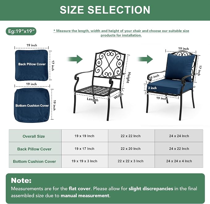 Summsun Outdoor Chair Cushions, Faux Linen Backrest and Deep Seat Cushion Set - Image 7