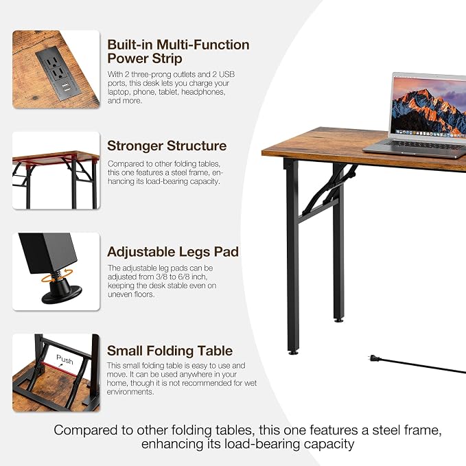 TEMI Long Computer Desk Folding Table - Image 8
