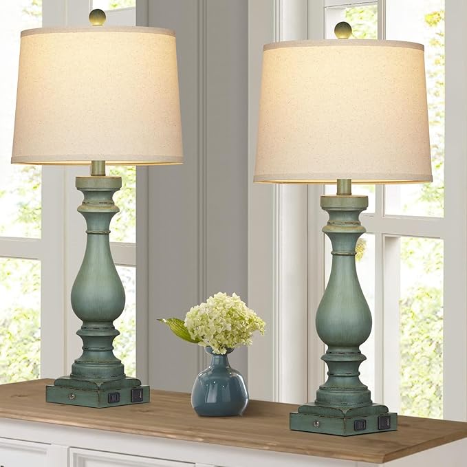 Cinkeda 29" Tall Table Lamp for Living Room Set of 2, Vintage Bedside - Image 7