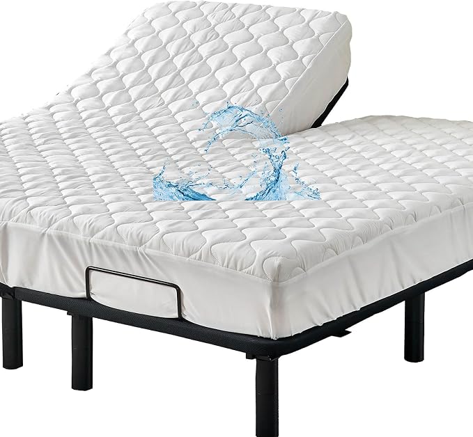 Quilted Waterproof Split Top California King Mattress Protector Pad by Kingnex