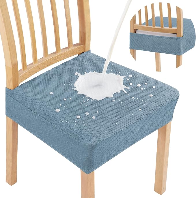 Smiry Waterproof Seat Covers for Dining Room Chairs Set of 4, Stretch Jacquard by Smiry