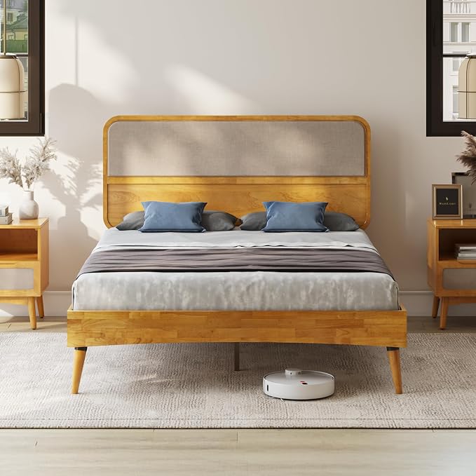 Bme Calista Queen Size Bed Frame – Solid Wood Platform Bed by Bme