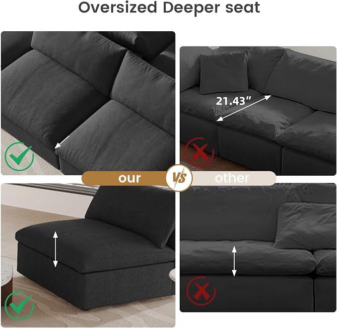 Cloud Modular Sectional Sofa Couch, 80.3" Convertible Couches Lovesofa - Image 7
