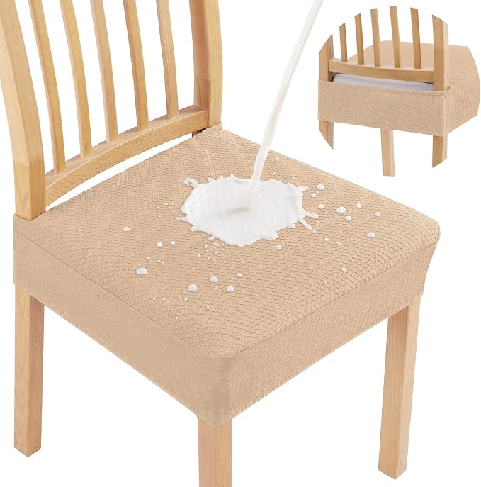 Smiry Waterproof Seat Covers for Dining Room Chairs Set of 4, Stretch Jacquard by Smiry