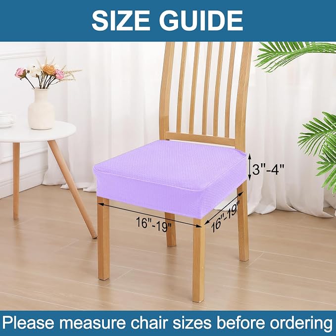 Smiry Waterproof Seat Covers for Dining Room Chairs Set of 4, Stretch Jacquard - Image 2