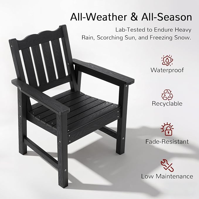 Stoog 3 Piece Patio Bistro Set, All-Weather Garden Chairs Set of 2 - Image 5