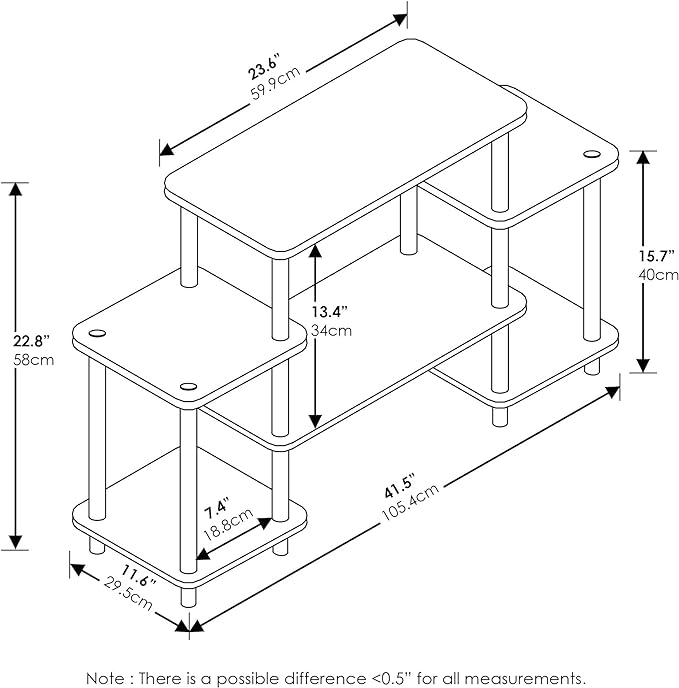 Furinno Turn-N-Tube No Tools Entertainment Center, Round Square Corner - Image 3