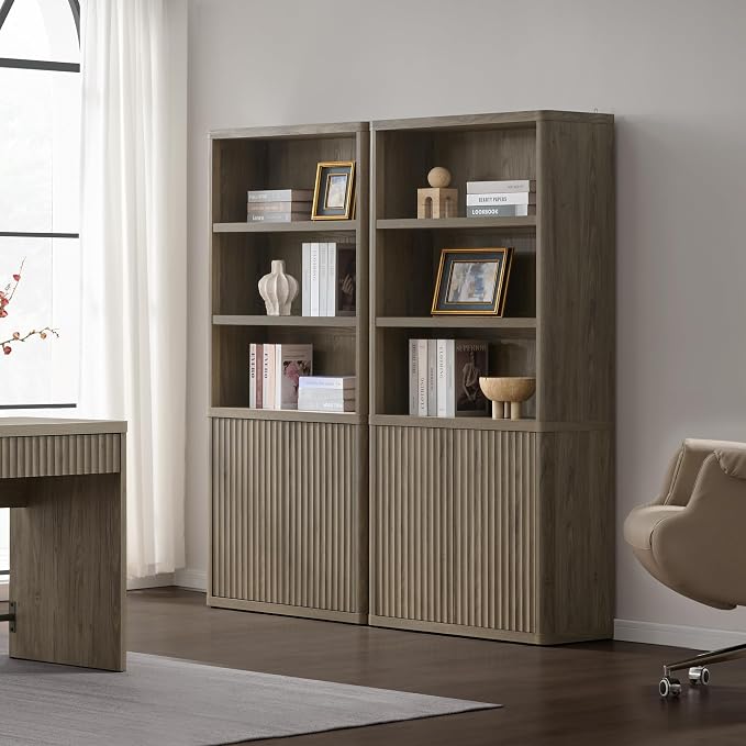 SICOTAS Book Shelf with Doors 71" Tall 6 Tier Bookshelf with Adjustable Shelves - Image 3