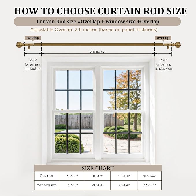 2 Pack Warm Gold Curtain Rods Set - Image 8