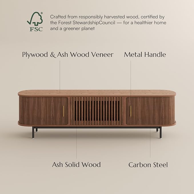 POVISON Fully-Assembled Mid Century Modern TV Stand - Image 4