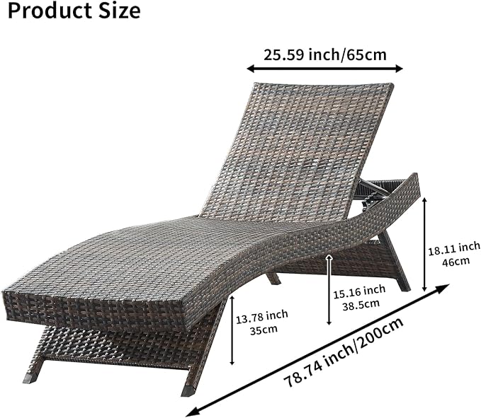Outdoor Chaise Lounge Chairs + Coffee Table Set of 5 Pieces - Image 2