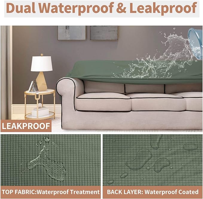 Easy-Going 100% Waterproof Oversized Loveseat Couch Cover, Dual Waterproof Sofa - Image 3