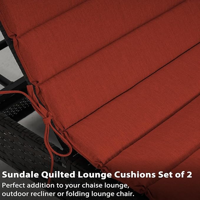 Sundale Outdoor Olefin Quilted Lounge Cushion Set of 4, Patio Foldable Chaise - Image 4