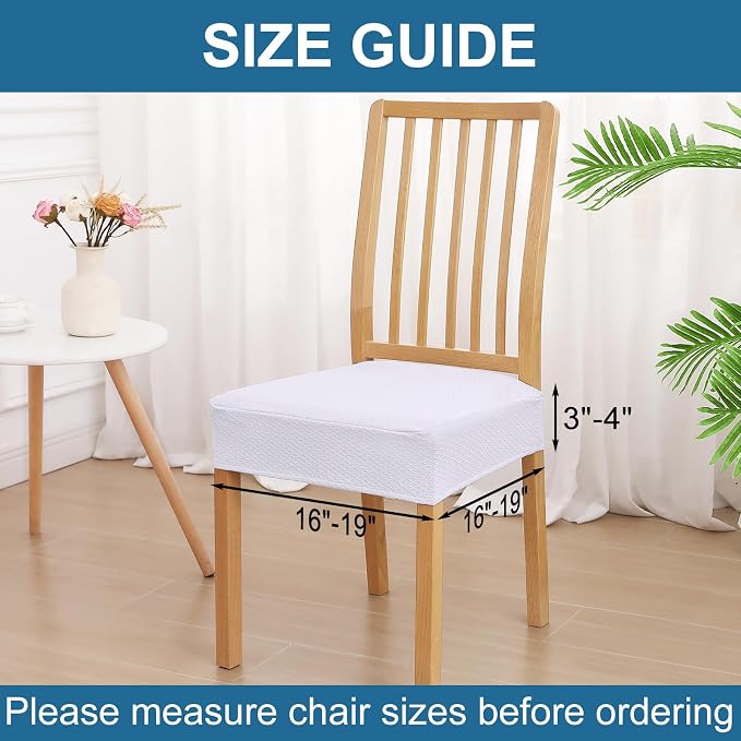 Smiry Waterproof Seat Covers for Dining Room Chairs Set of 8, Stretch Jacquard - Image 2