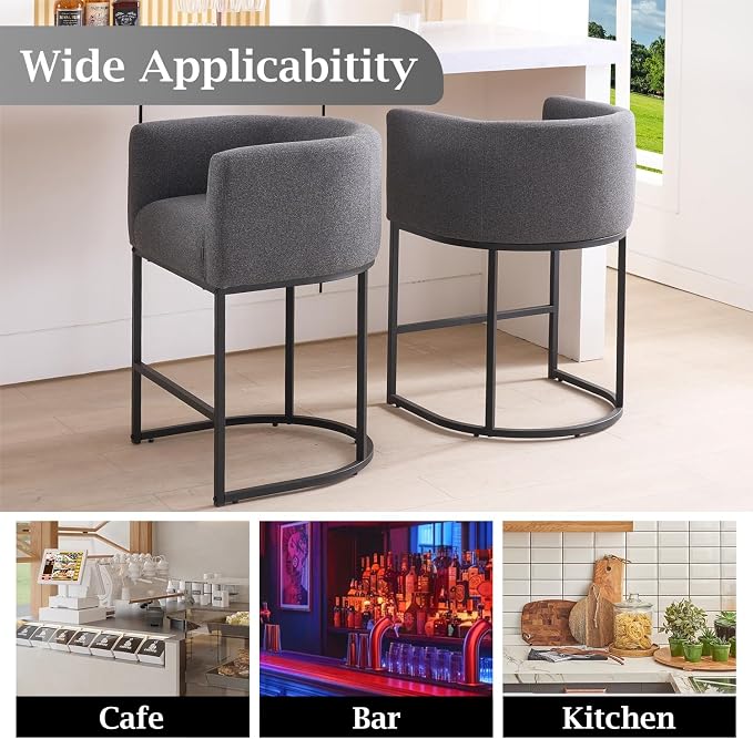 ClinQ 26" H Counter Height Bar Stools Set of 1, Modern Barrel Counter Stools - Image 5