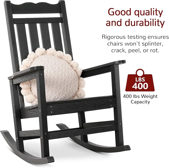 Stoog Patio Rocking Chair, All-Weather Porch Rocker, 400 lbs Weight Support - Image 4